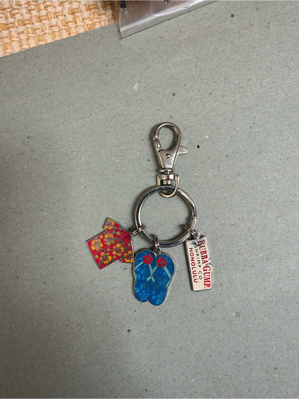 Bubba Gump Keychain with Flip Flop and Hawaiian Shirt